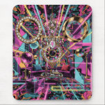 Neon Psychedelic Luxury Lounge Art Mousepad<br><div class="desc">A vibrant psychedelic interior scene filled with neon light beams, geometric shapes, and luxurious décor. Crystal chandeliers, golden rings, and bold retro patterns create a surreal futuristic lounge atmosphere. The rich mix of pink, teal, and gold tones gives this artwork a striking visual energy inspired by modern psychedelic aesthetics and...</div>