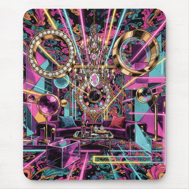 Neon Psychedelic Luxury Lounge Art Mousepad (Vorne)