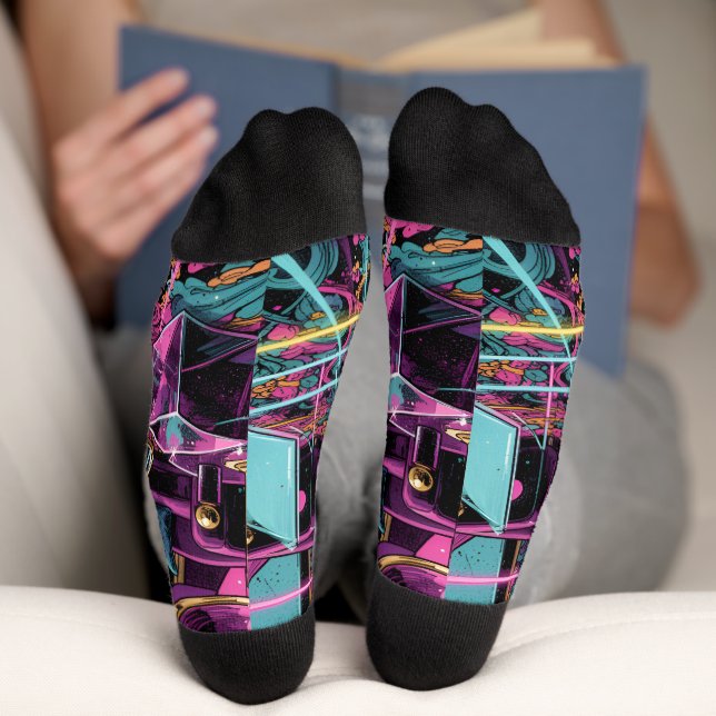 Neon Psychedelic Luxury Lounge Art Socken (Unterseite)
