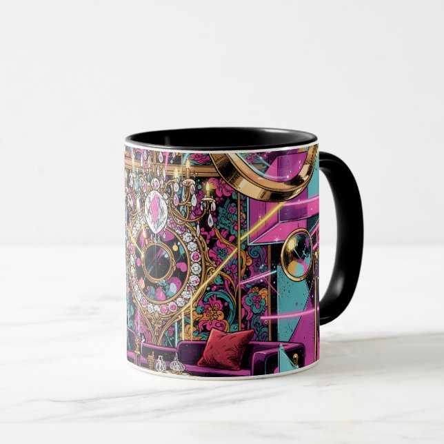 Neon Psychedelic Luxury Lounge Art Tasse (VorderseiteRechts)
