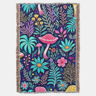 Neon Psychedelic Mushroom Forest Dream Decke