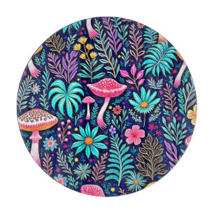 Neon Psychedelic Mushroom Forest Dream Schneidebrett