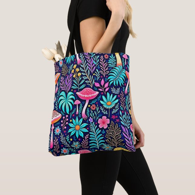 Neon Psychedelic Mushroom Forest Dream Tasche (Von Nahem)