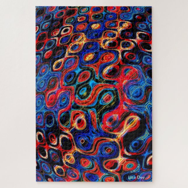 Neon Psychedelic Ripples Jigsaw Puzzle (Vertikal)