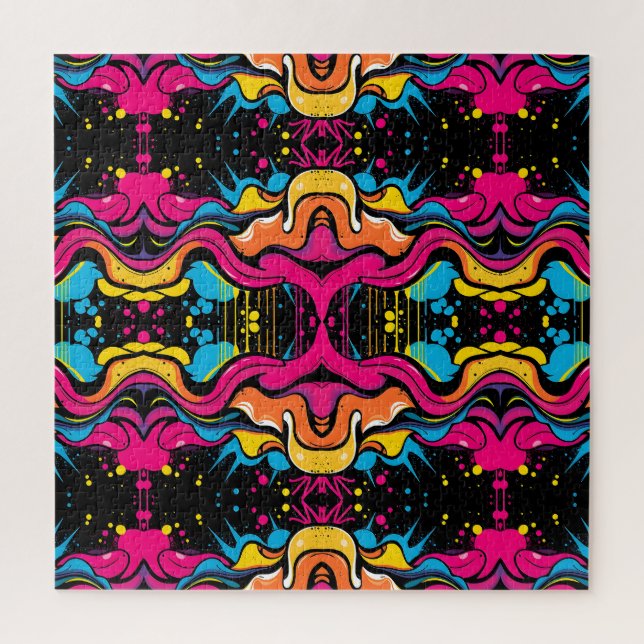 Neon-Psychedelic-Wave-Nahtloses Muster (Vertikal)