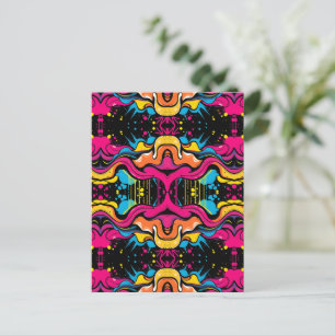 Neon-Psychedelic-Wave-Nahtloses Muster Postkarte