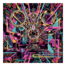 Neon-Psychedelische Luxus-Lounge-Kunst