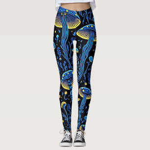 Neon-psychedelische Pilzmuster-Frauenleggings Leggings