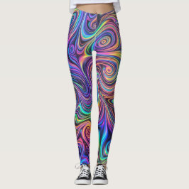 Neon-Psychedelischer-Wirbel-Abstraktes-Muster Leggings