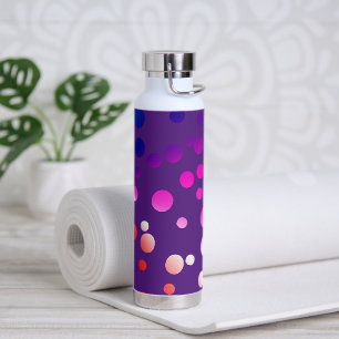 Neon Punkte auf Lila Trinkflasche