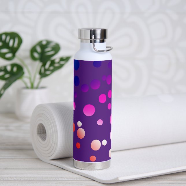 Neon Punkte auf Lila Trinkflasche (Yoga)