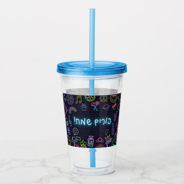 Neon Purim Acryltrinkbecher (Vorderseite)