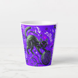 Neon Purple Black Cat Milchtasse