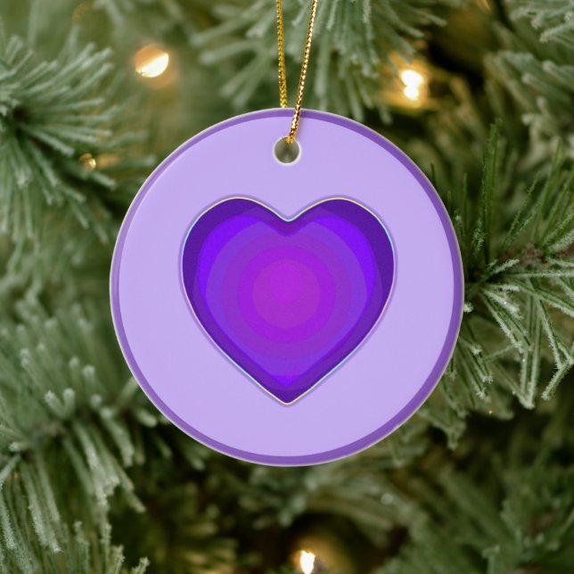 NEON & purple hearts beating Ceramic Ornament (Baum)