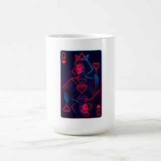 Neon Queen of Hearts — Retro-Futurist Synthwave Kaffeetasse