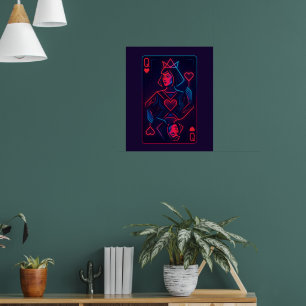 Neon Queen of Hearts — Retro-Futurist Synthwave Poster