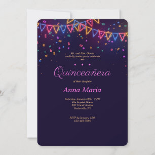 Neon Quinceañera Einladung