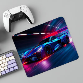Neon Racer: Futuristisches Supercar in Cyberpunk C Mousepad