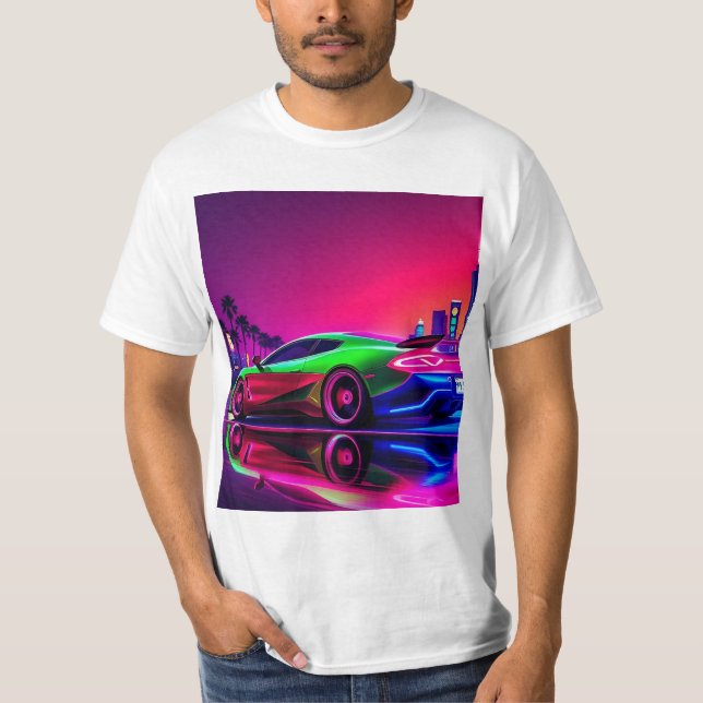 **Neon Racer T - Shirt - 80er Retro-Futuristic Spo (Vorderseite)