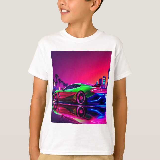 Neon Racer T - Shirt Kid - 80er RetroFuturistic Sp (Vorderseite)