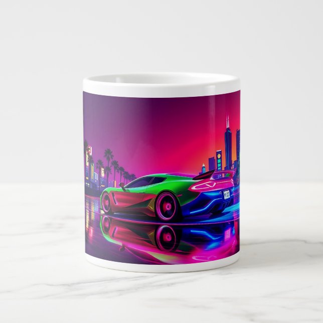 Neon Racer Tasse - 80er Retro-Futuristic Sports Ca (Vorderseite)