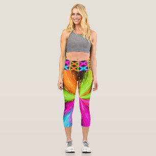 Neon Radial Burst Explosion Capri Leggings