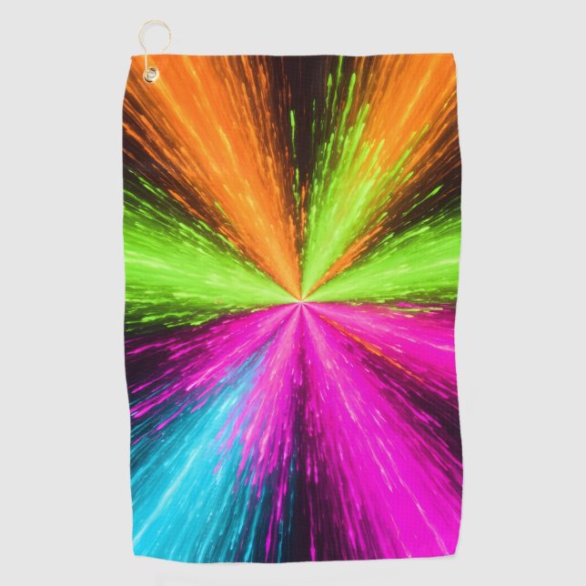 Neon Radial Burst Explosion Golfhandtuch (Vorderseite)