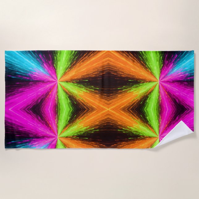 Neon Radial Burst Explosion Strandtuch (Vorderseite)