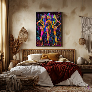 Neon-Radiance – Die drei Musen im futuristischen G Poster