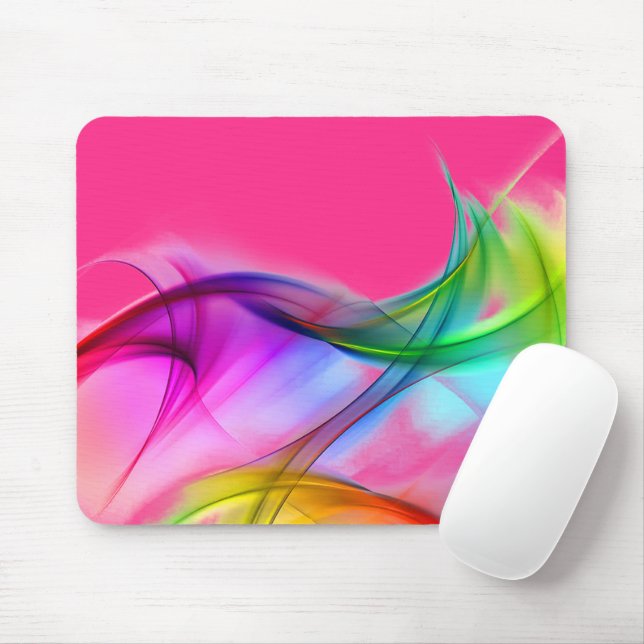 Neon Rainbow Abstrakt auf rosa Mousepad (Mit Mouse)