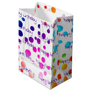Neon Rainbow Birthday Polka Dots Mittlere Geschenktüte