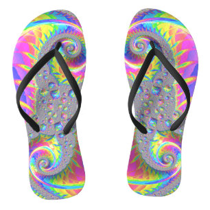 Neon Rainbow Fraktal Flip Flops