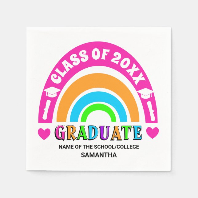 Neon Rainbow Graduation Party Serviette (Vorderseite)