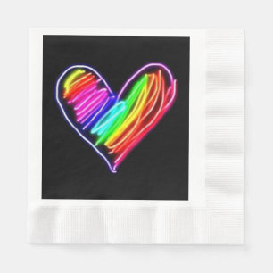 Neon Rainbow Heart T - Shirt Liebe Pride LGBQT Kun Serviette