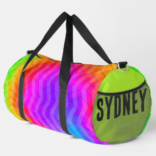 Neon Rainbow Herringbone Duffle Bag