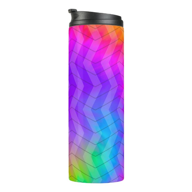 Neon Rainbow Herringbone Gift Bag Thermosbecher (Nach rechts gedreht)