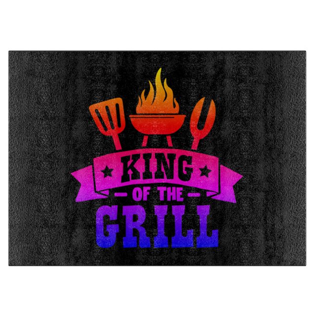 Neon Rainbow King of the Grill Schneidebrett (Vorderseite)