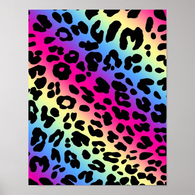 Neon Rainbow Leopard Muster drucken Poster (Vorne)