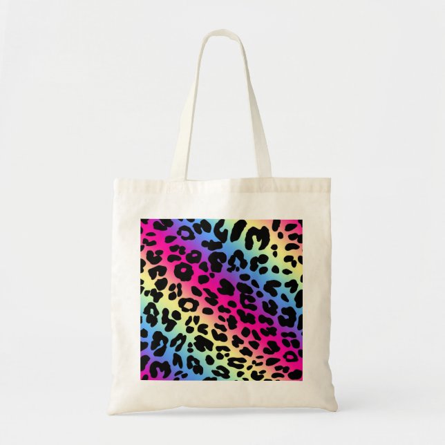 Neon Rainbow Leopard Muster drucken Tragetasche (Vorne)