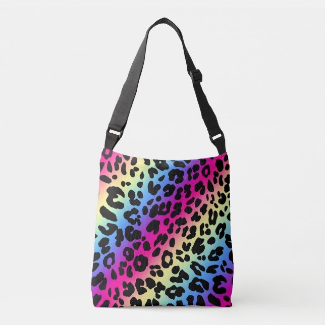 Neon Rainbow Leopard Muster drucken Tragetaschen Mit Langen Trägern (Vorderseite)