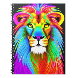 Neon Rainbow Lion Notizblock
