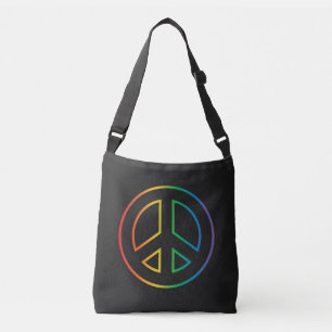 Neon Rainbow Peace Sign Tragetaschen Mit Langen Trägern