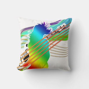 Neon Rainbow Person mit Guitar Throw Kissen