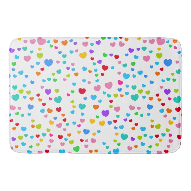 Neon Rainbow Pink Hearts Pattern Art Badematte (Vorderseite)