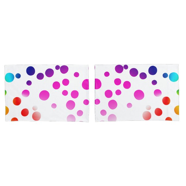 Neon Rainbow Polka Punkte auf weiß Kissenbezug (Vorderseite-Set)