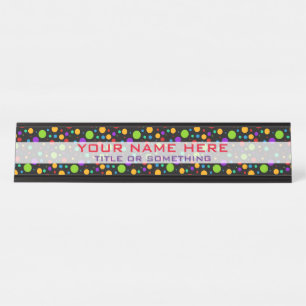 Neon-Rainbow-Polka-Punkte Schreibtischnamensplakette