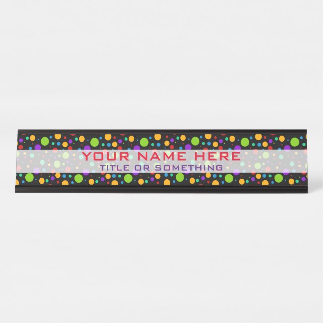 Neon-Rainbow-Polka-Punkte Schreibtischnamensplakette (Vorderseite )