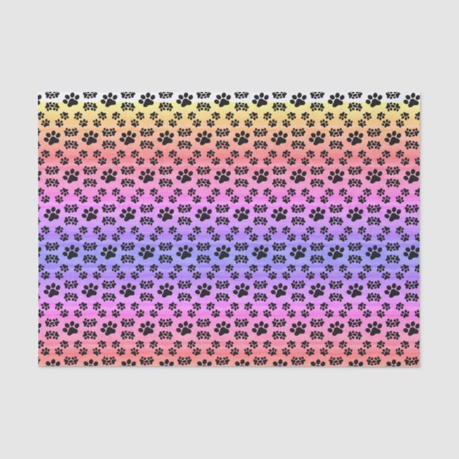 Neon Rainbow Puppy Paws, Craft and Tissue Paper Seidenpapier (Vorderseite)