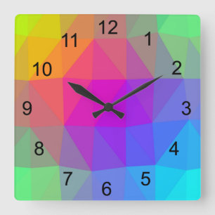 Neon Rainbow Quadratische Wanduhr