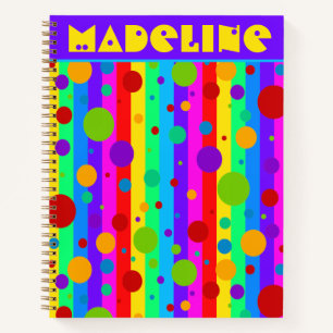 Neon Rainbow Strip und Polka Dot Custom Notizbuch